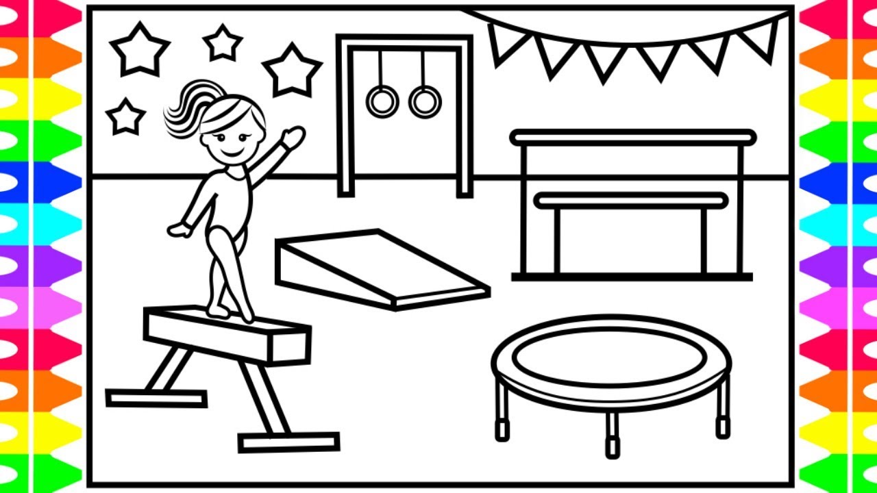 How to Draw Gymnastics for Kids 💜💖💚💛Gymnastics Drawing for Kids | Gymnastics Coloring Pages Kids