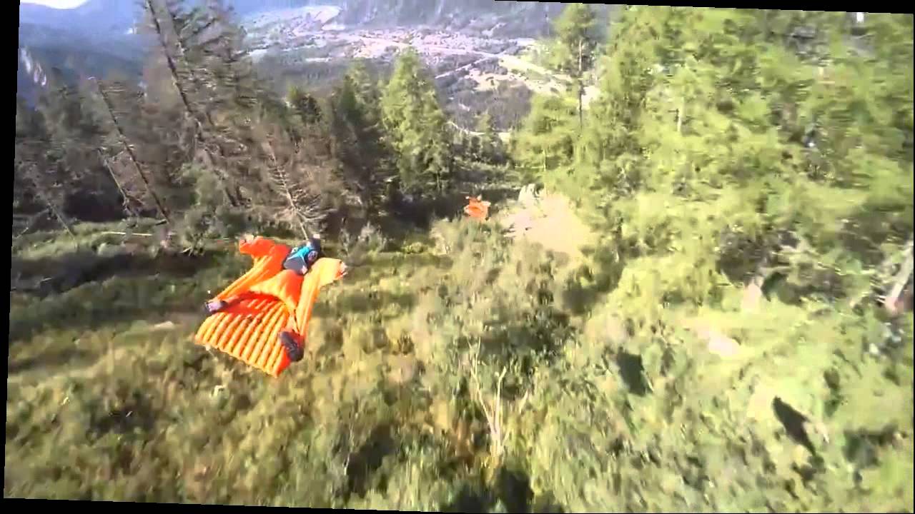 Wingsuit flight between trees STABILIZED