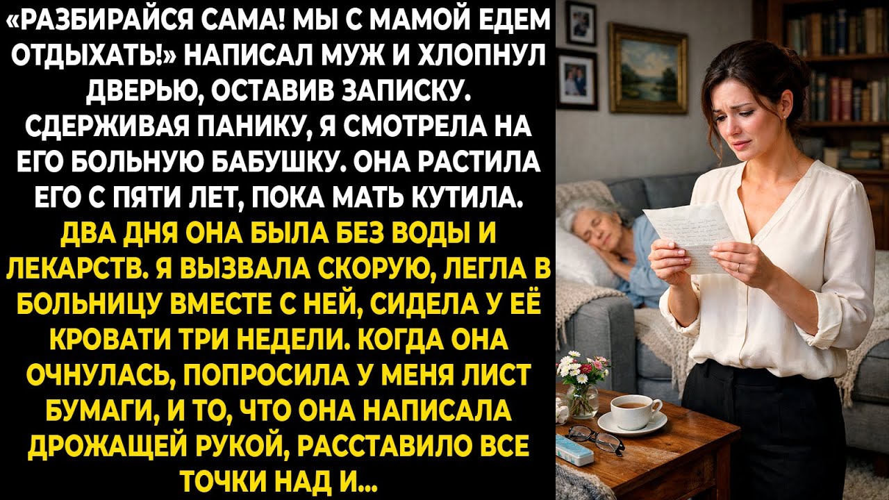 «Разбирайся сама! Мы с мамой едем отдыхать!» — написал муж и хлопнул дверью, оставив записку...