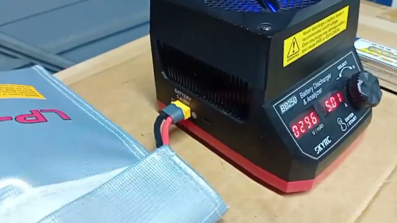 SkyRC BD250 discharging charged lipo batteries. It will handle 5v to 35v. 15th June 2025