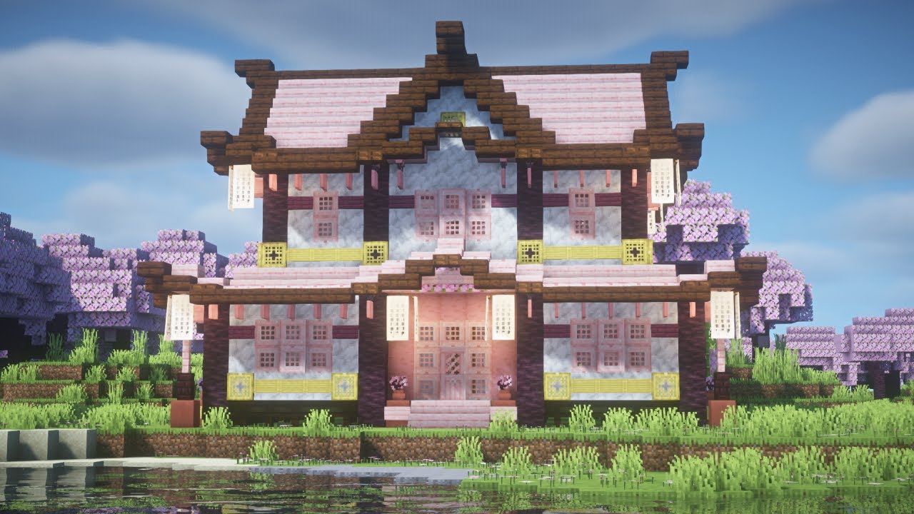 【マインクラフト】桜を使った和風建築の作り方【マイクラ建築】