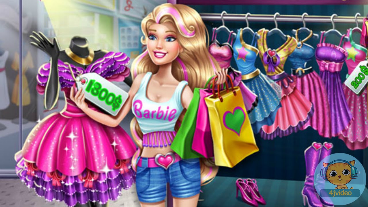Barbie Realife Shopping - game video for kids and girls - 4jvideo