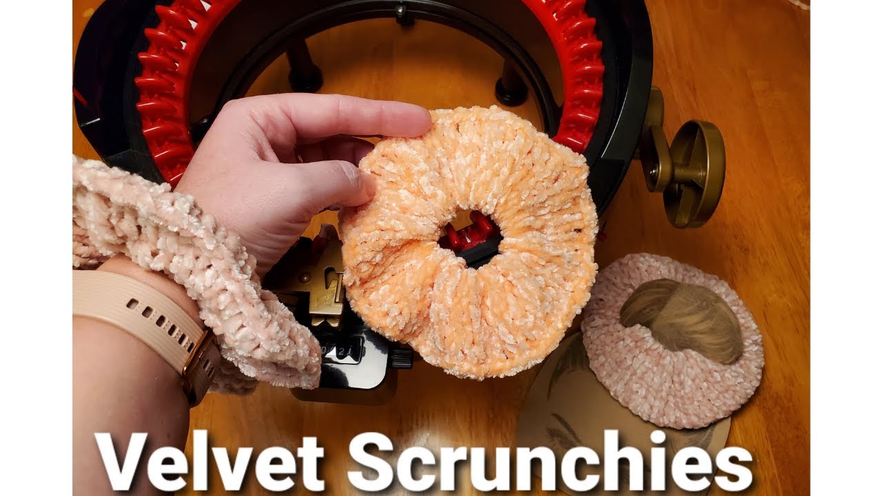 Velvet Scrunchie on AddiExpress Kingsize circular knitting machine.