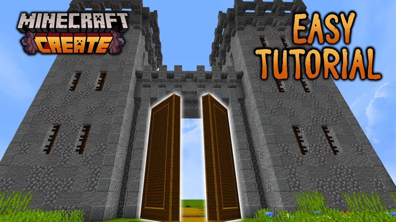 How To Make a WORKING CASTLE DOOR/GATE in Minecraft (with Create mod) | Tutorial