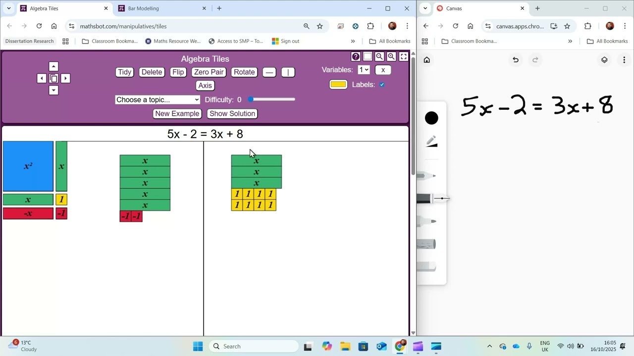 Solving linear equations with unknowns on both sides