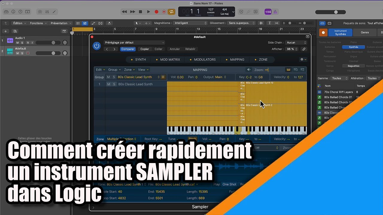Tutoriel Logic Pro : comment créer rapidement un instrument Sampler dans Logic