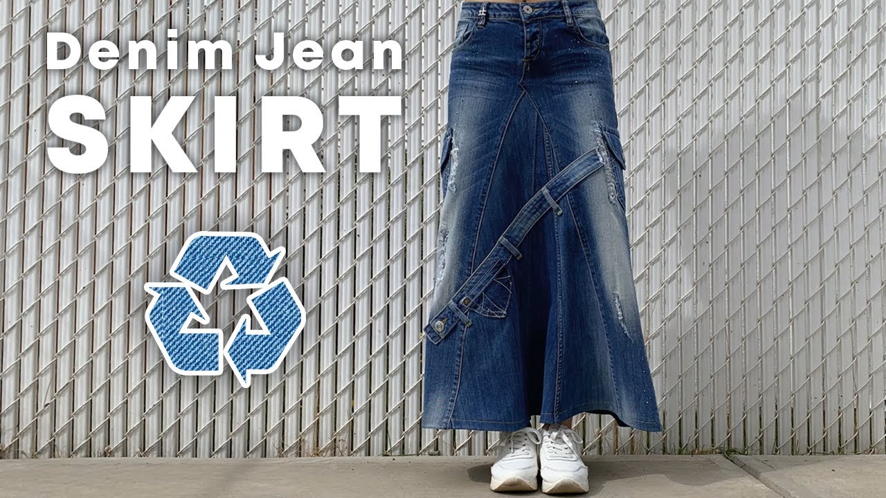 RECYCLED Denim Jean Skirt Tutorial