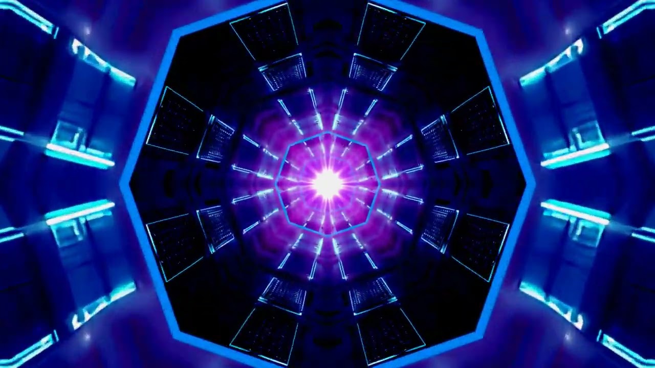 VJ LOOP NEON Blue Tunnel Abstract Background Video SCI-FI 4K Screensaver Wallpaper Loop