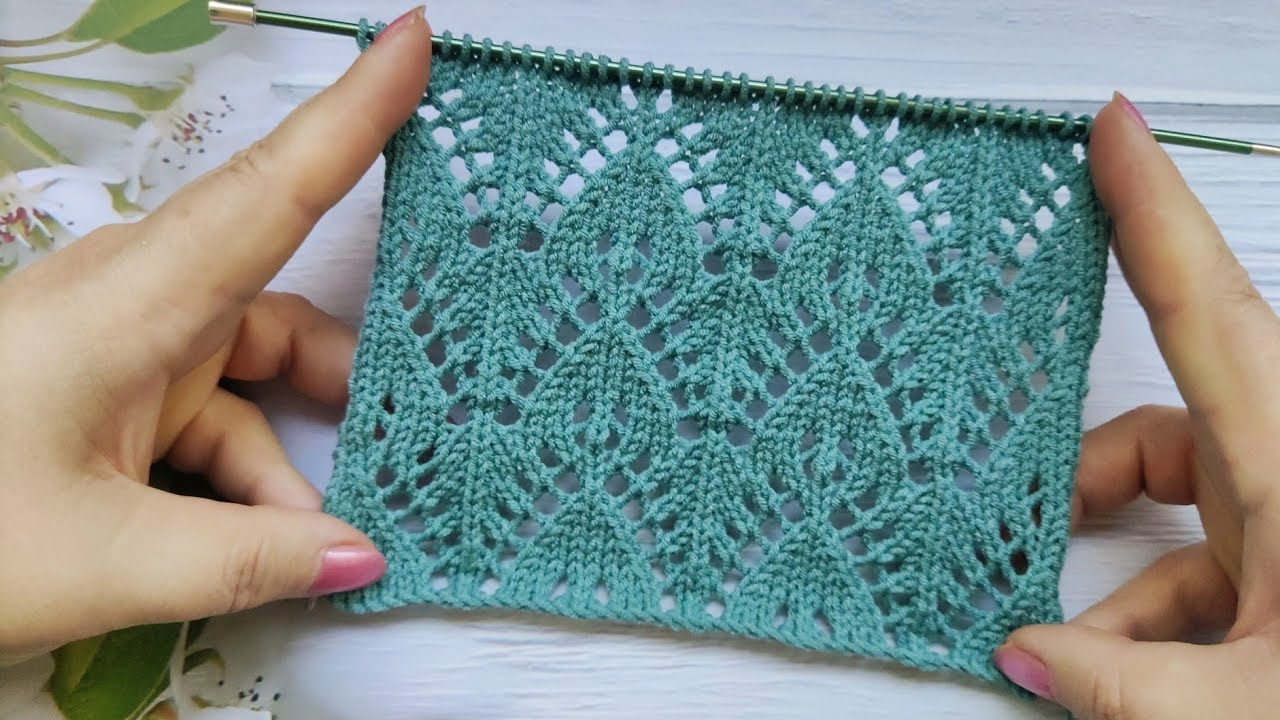 Leaves Knit Stitch | Blattmuster stricken | Punto Hojas a dos agujas | Point de Feuilles Ajourées