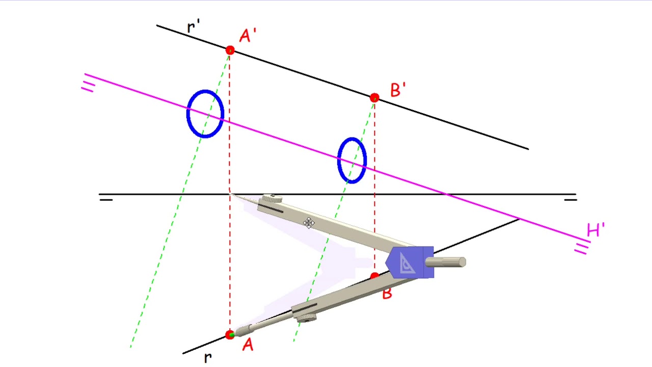 Sistema diédrico. Métodos: cambio de plano: transformar una recta cualquiera en horizontal.