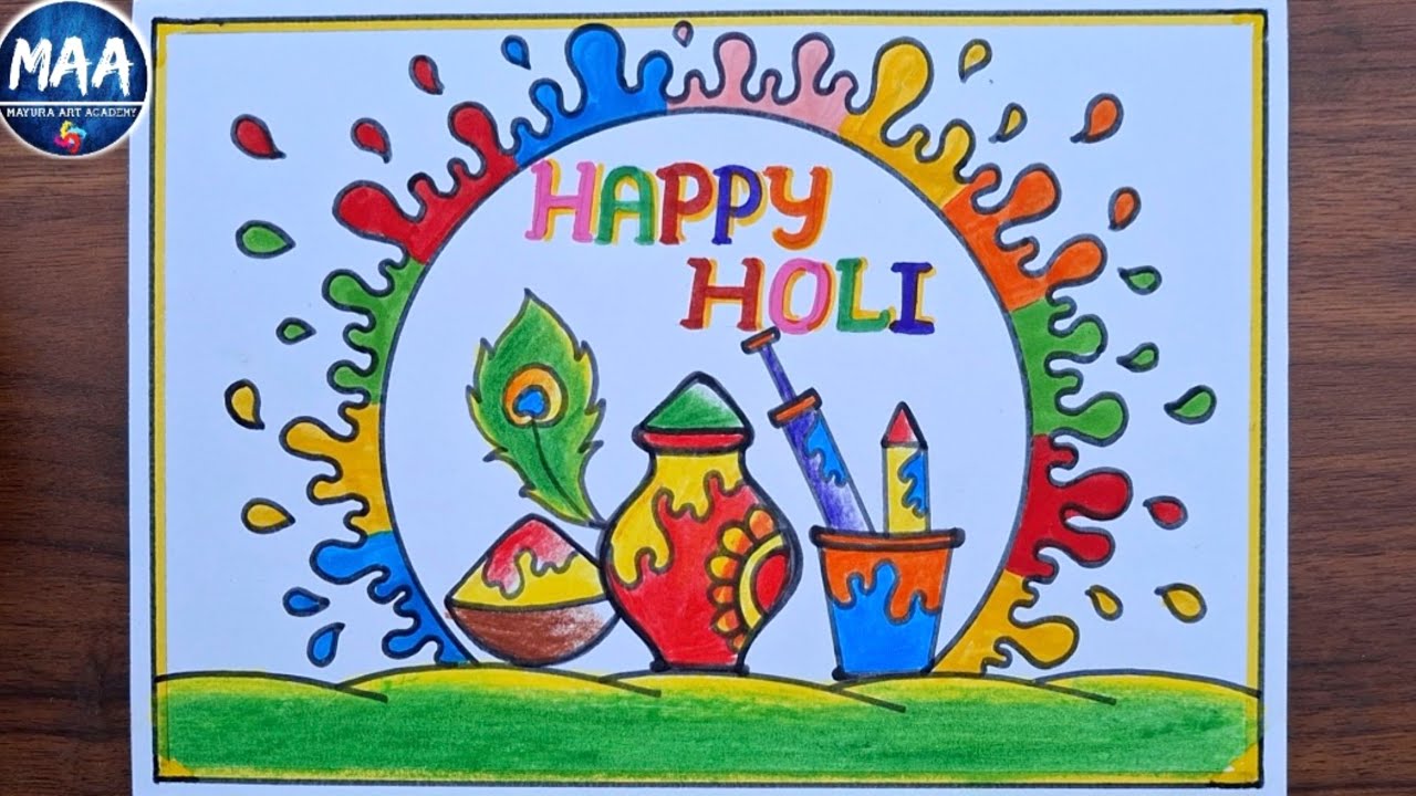 Holi drawing | Holi Special Drawing | Happy Holi Drawing | Holi Festival Drawing | Holi Drawing Easy