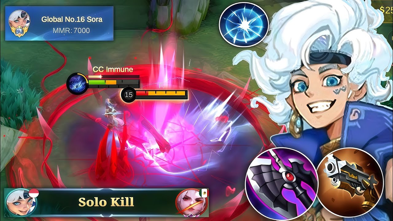 TOP GLOBAL SORA KETEMU ALICE KEKEBALAN TUBUH ! BEGINI CARA MENGATASI NYA | SORA MLBB