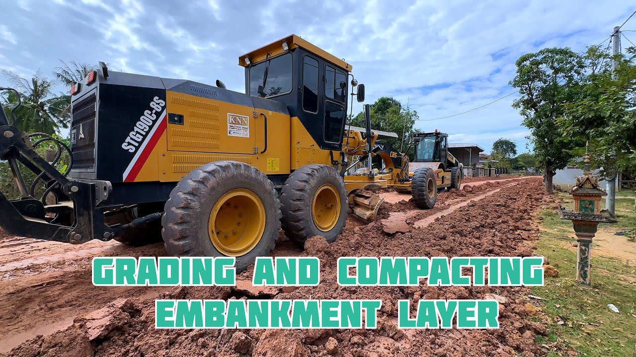 Motor Grader and Roller SANY Grading and Compacting Embankment Layer Step by Step 