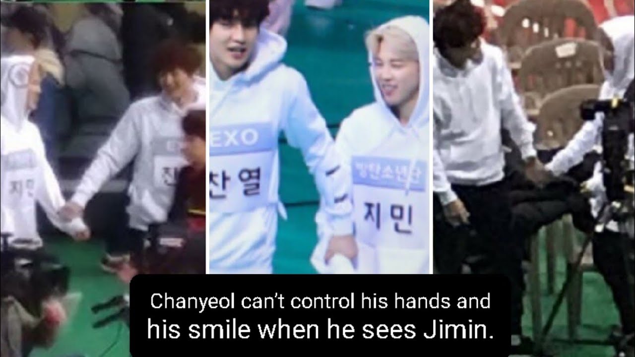Chanyeol can’t control his hands and his smile when he sees Jimin 😅