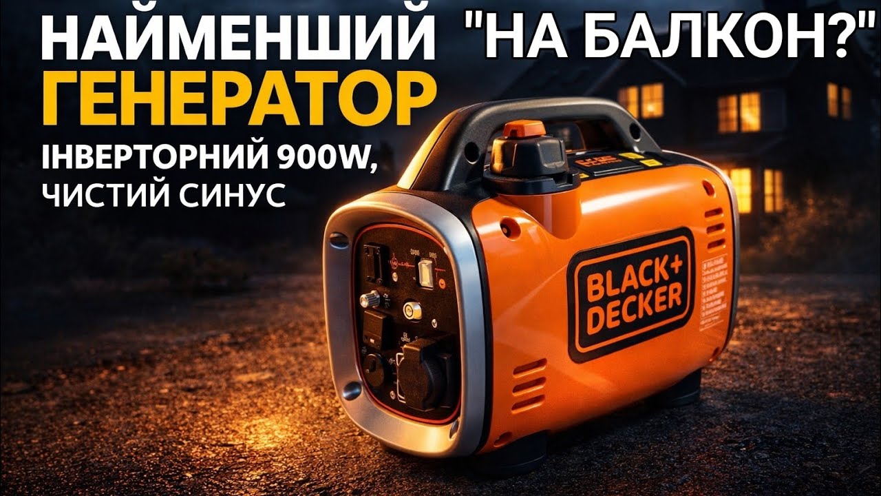 Генератор інверторний бензиновий (4-х такт) генератор Black+Decker BXGNI900E 750 / 900 Вт