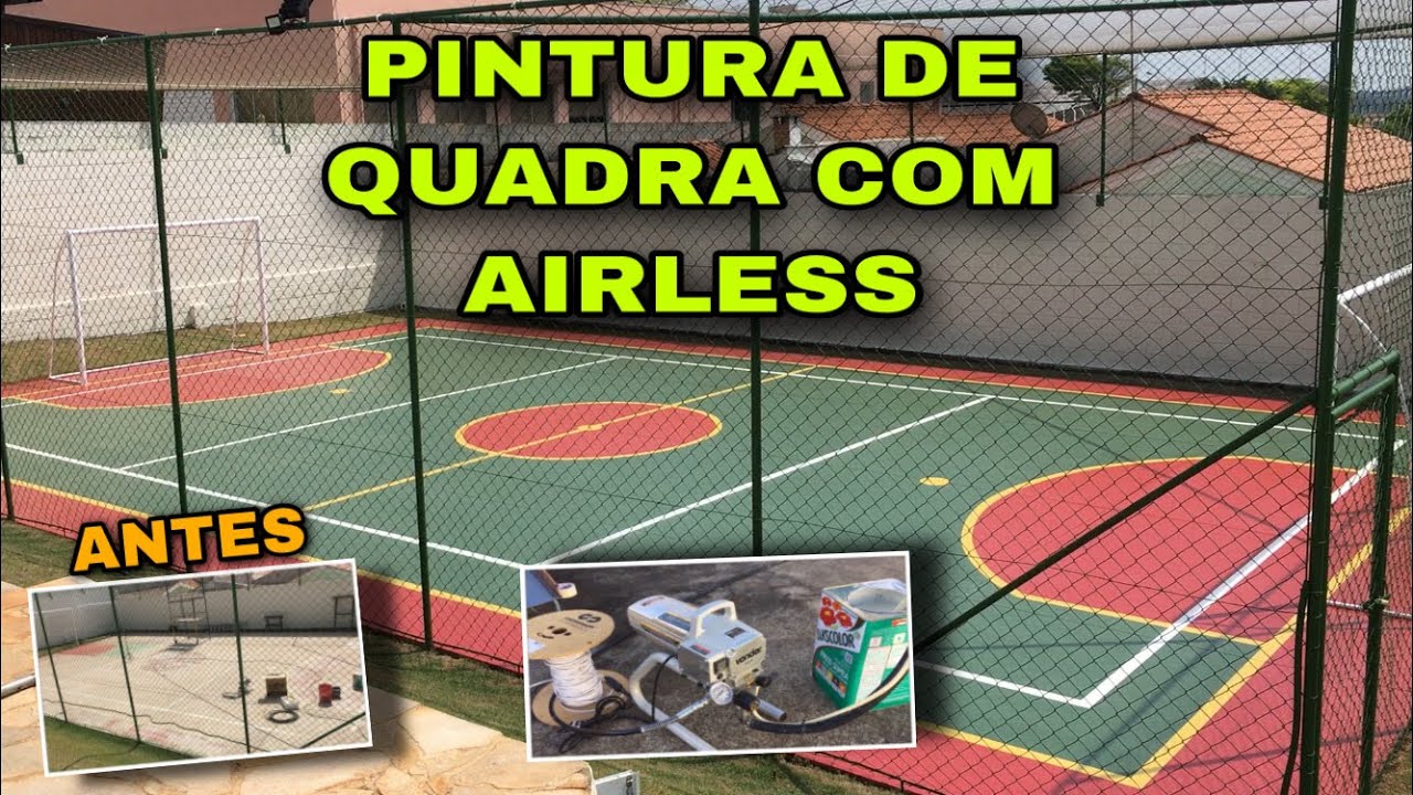 PINTURA DE QUADRA POLIESPORTIVA COM AIRLESS | PARTE 1 | PINTURA DO PISO