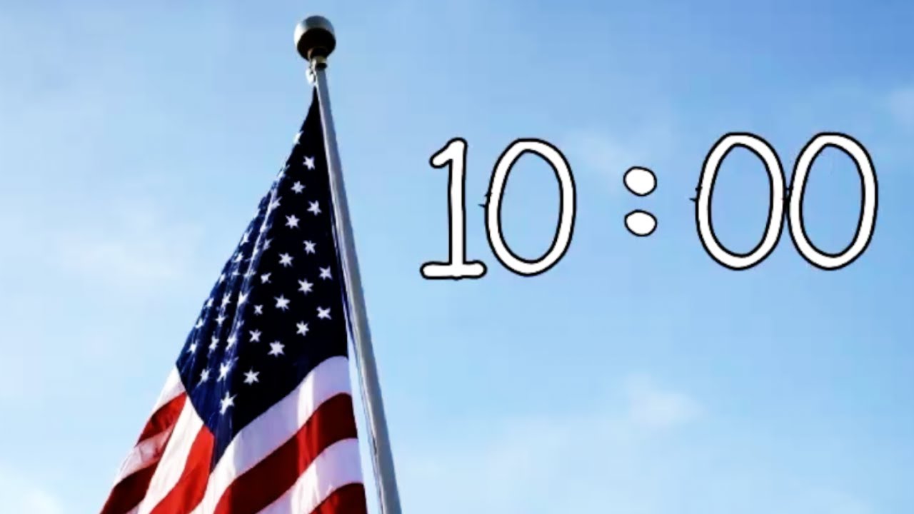 10 Minute Patriotic Countdown Timer With Patriotic Music - 4th of July, Memorial Day, Veterans Day