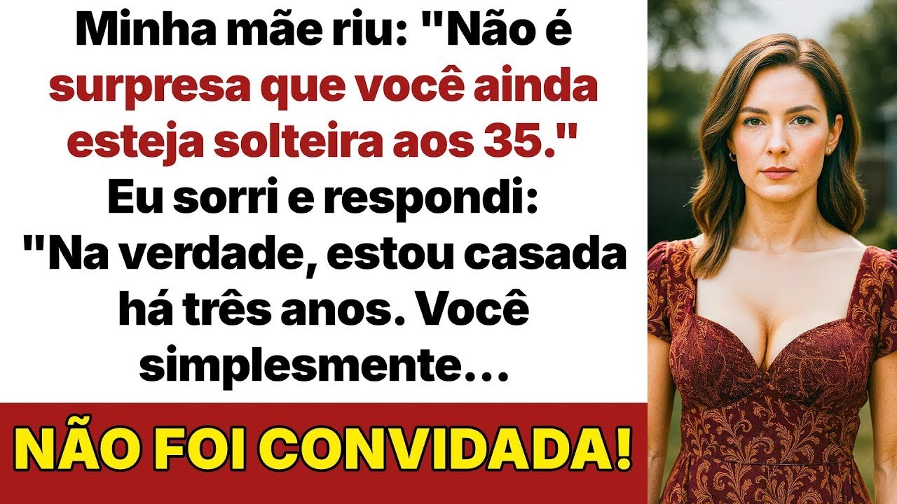 Minha mãe riu   Não é surpresa você, com 35, ainda ser solteira!  Ela não sabia do meu casamento!