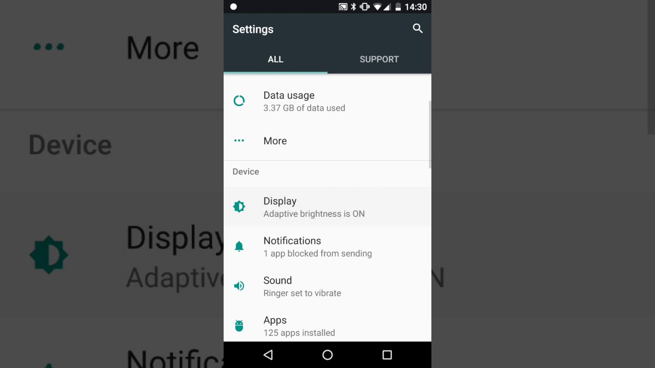 How to change the adaptive brightness on an Android Phone