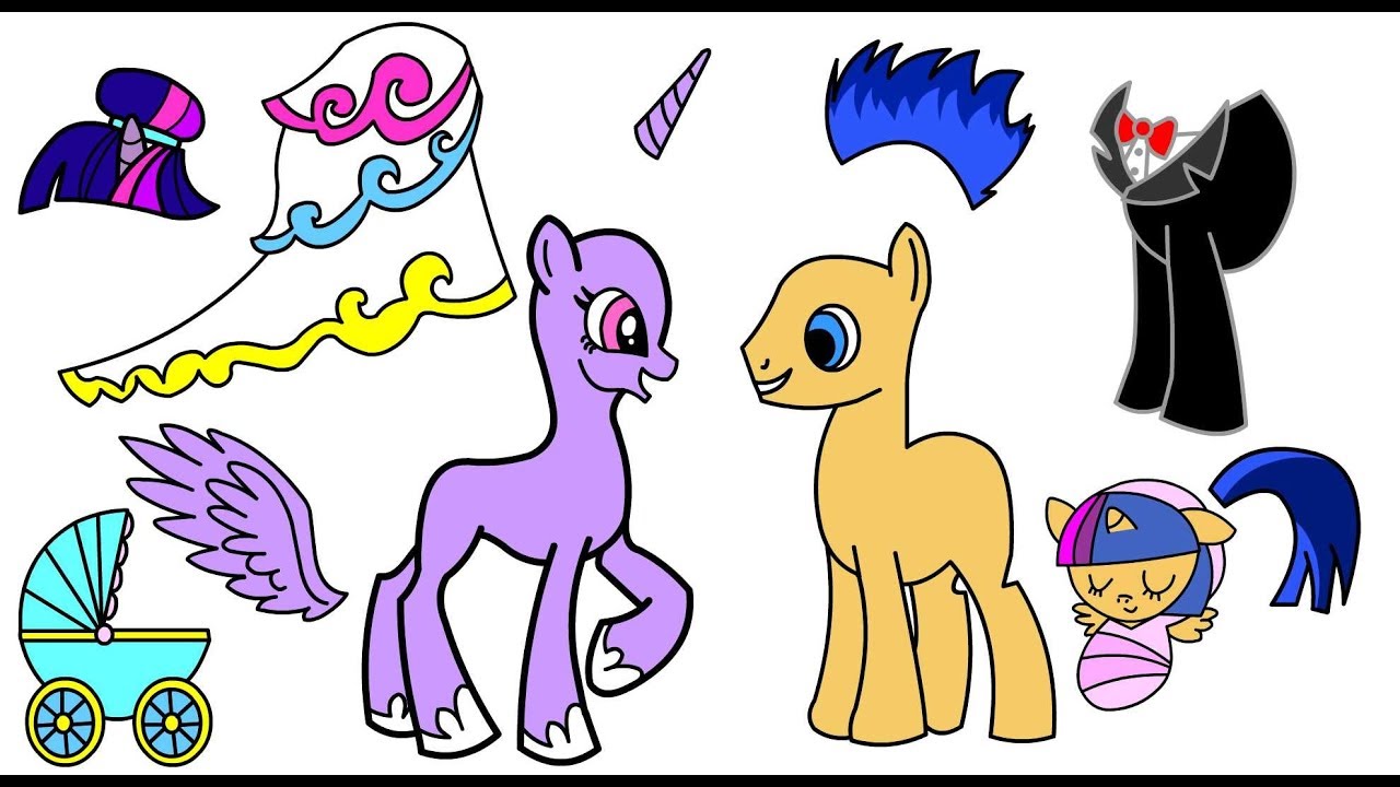 My little pony Twilight Sparkle and Flash Sentry Paper Wedding- Paper dolls book