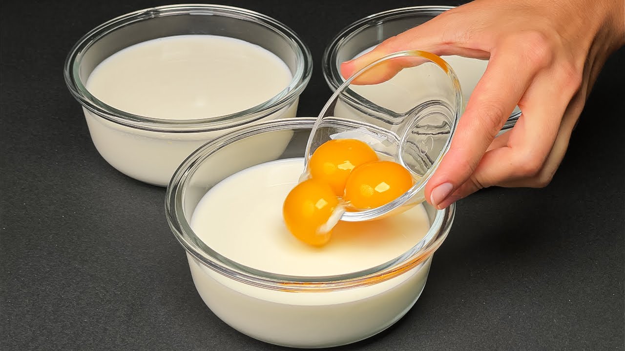 Gießen Sie einfach das Ei in die Milch! Ich gehe nicht mehr auf den Markt