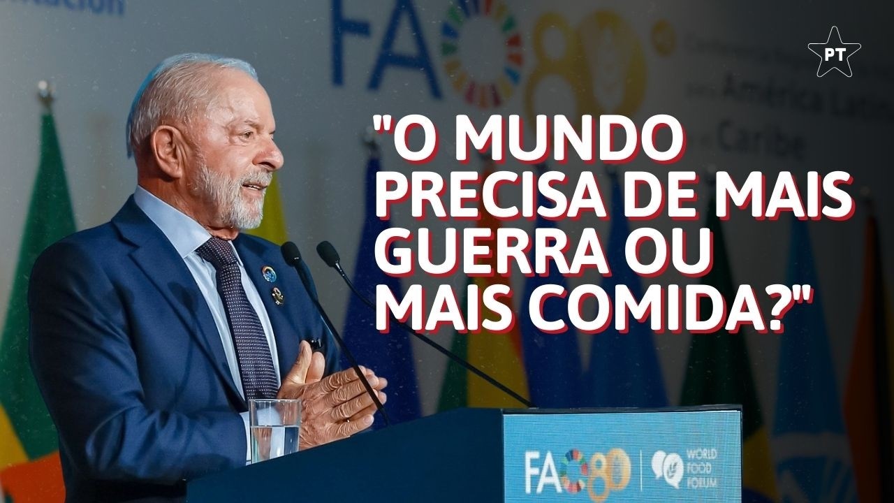 LULA QUESTIONA: O MUNDO PRECISA DE MAIS GUERRA OU MAIS COMIDA?