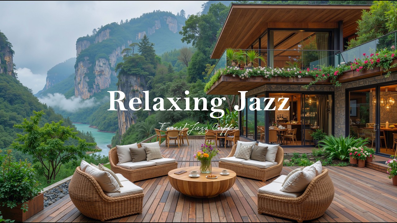 Peaceful Spring Day at Forest Coffee Shop | Relaxing Jazz Instrumental Music & Birdsongs For Work