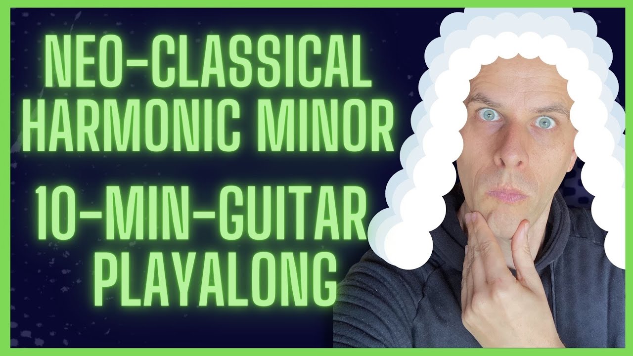 HARMONIC MINOR SCALE GUITAR PLAYALONG | Lesson workout with tabs and alternate picking
