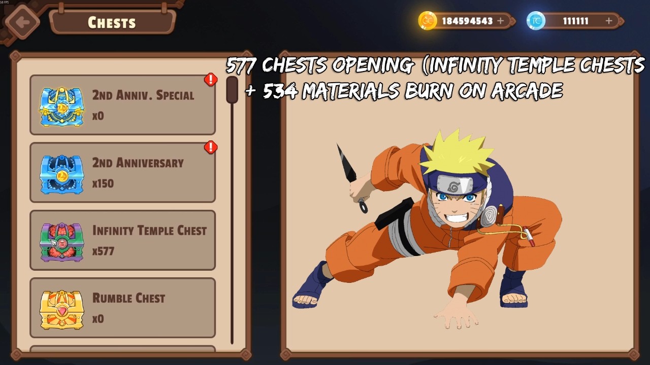 Tenno: Ultimate Ninja RPG - Opening 577 Chests + 534 Materials Burned On Arcade (Insane Luck) - 2026