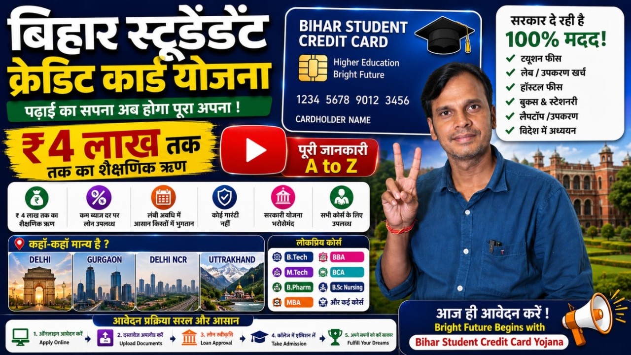 Bihar Student Credit Card Scheme 2026 | ₹4 Lakh Education Loan | Full Process, Eligibility & Docu...