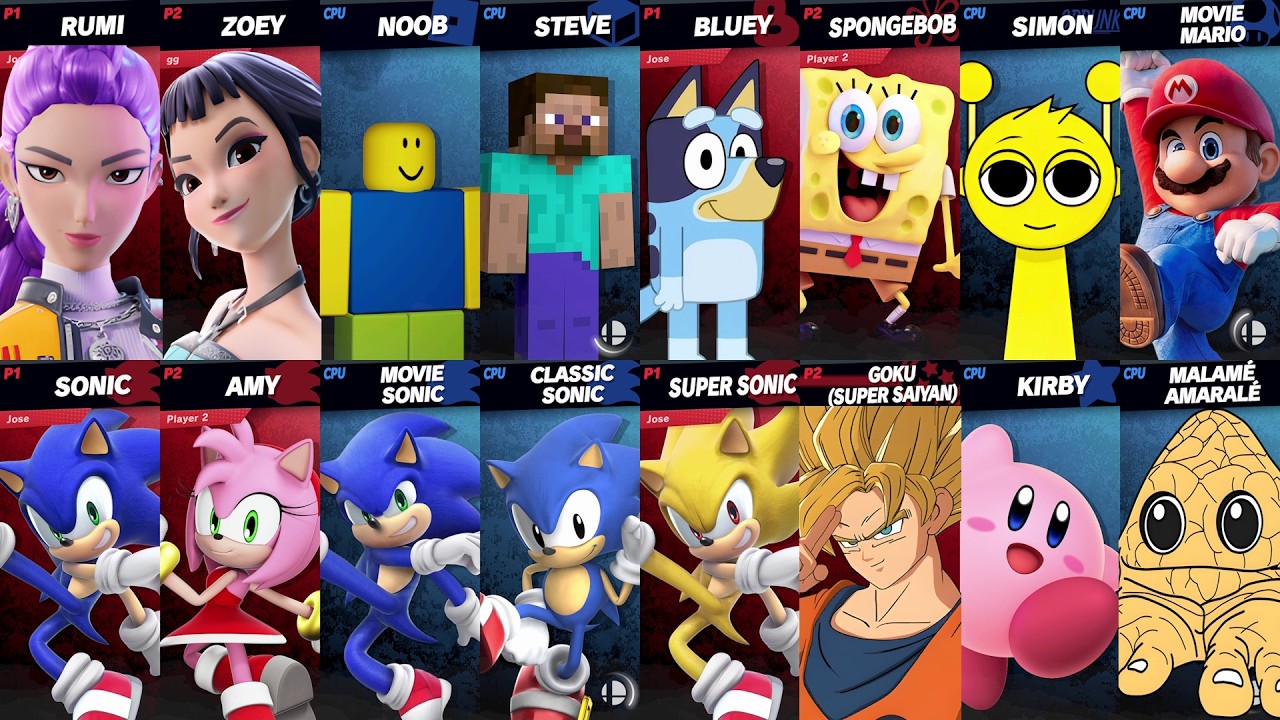 NEW Sonic vs Mario vs Roblox vs Minecraft vs Fortnite vs Brainrot in Super Smash Bros Ultimate