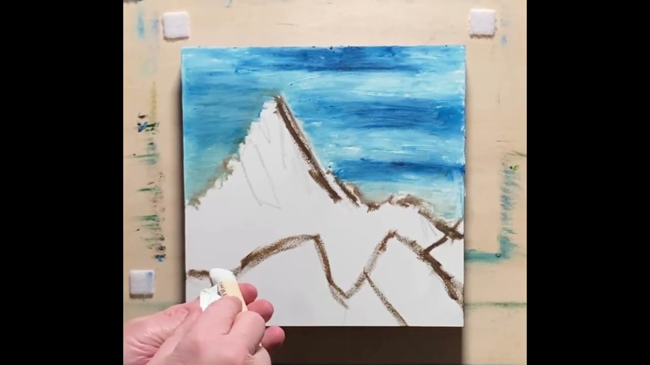 Water Mixable Oil Sticks Demonstration, Mountain Painting Part 1