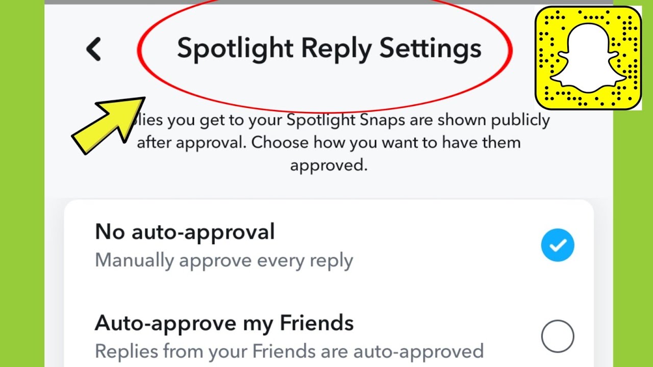 Настройки ответа Snapchat Sportlight