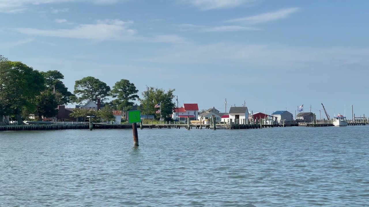 Sailing into Tylerton, Smith Island on Maryland Crab Cake Tour Day 22