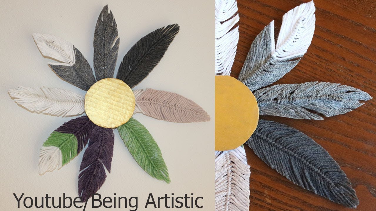 Easy way To Make Yarn Feathers - Feather Wall Hanging - DIY - Handmade