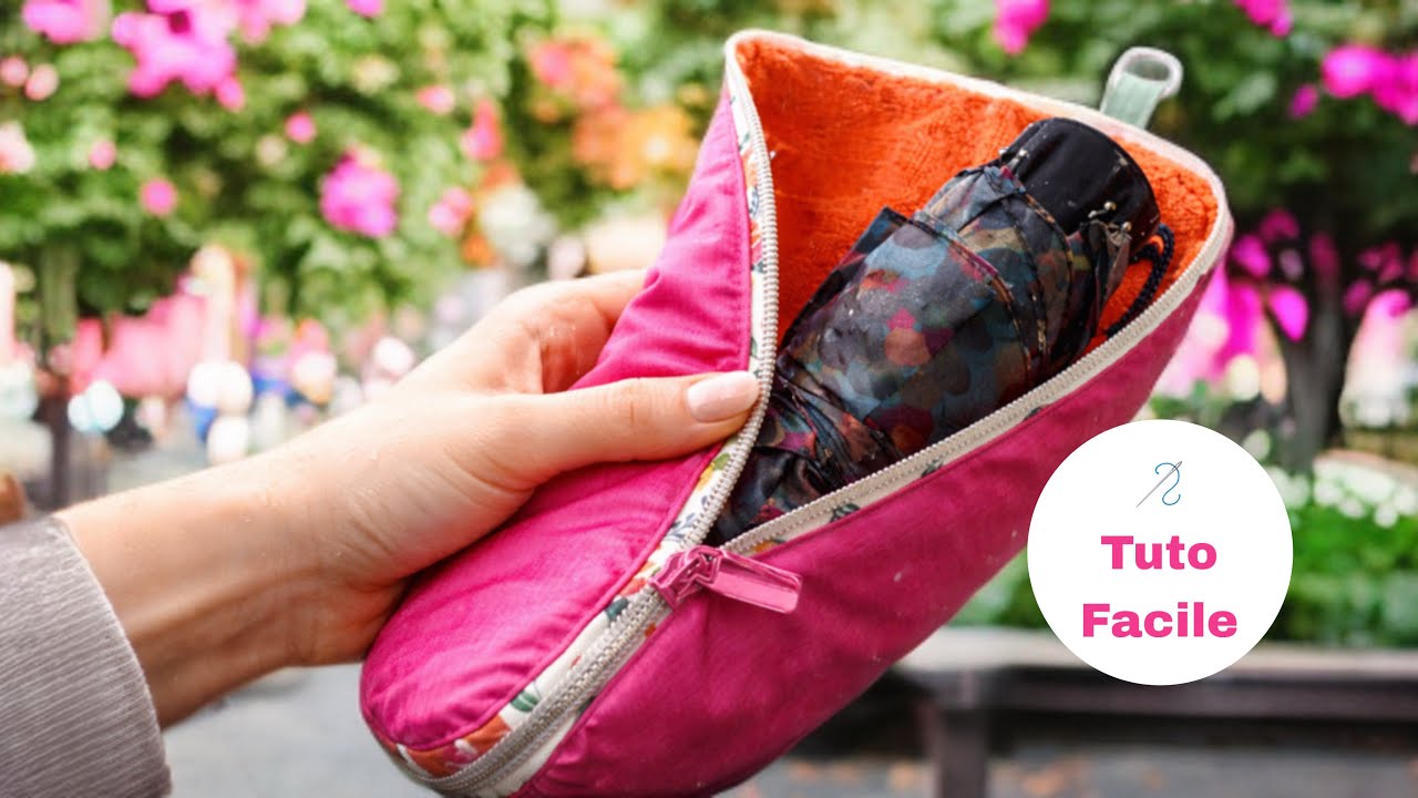 Je vous montre comment coudre rapidement un étui zippé pour son parapluie ! #tutocouturefacile ☔