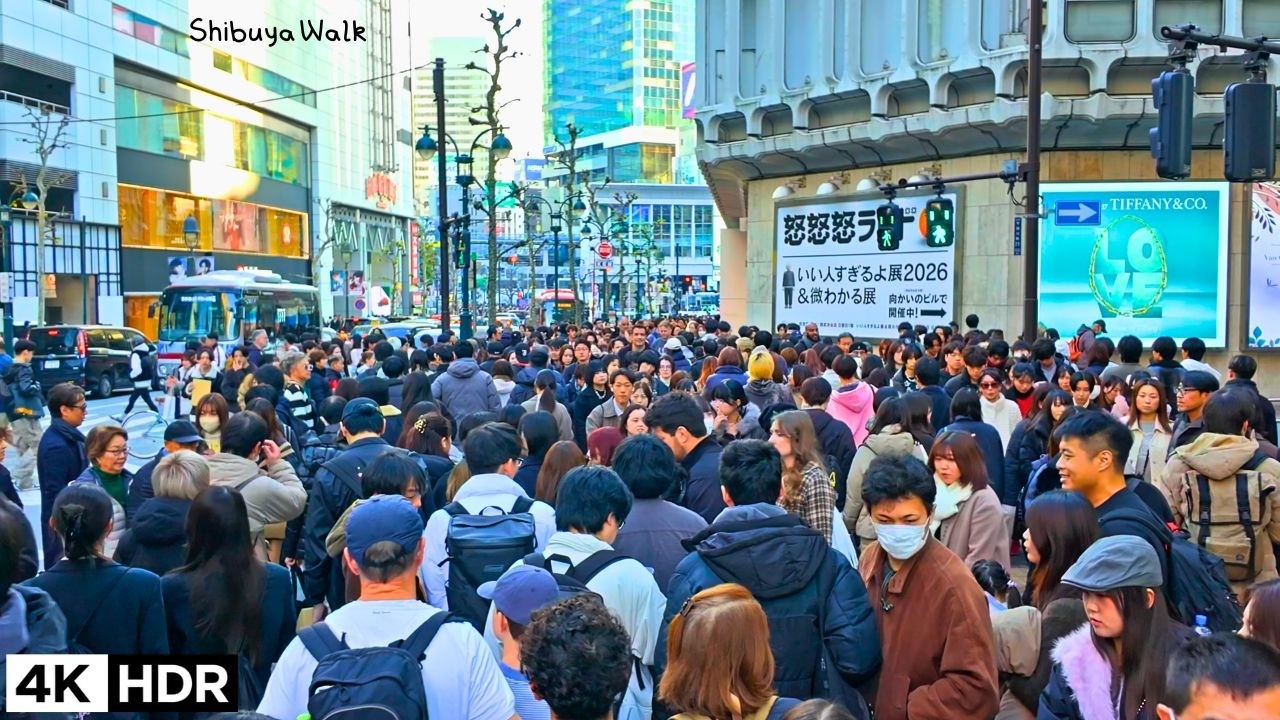 🤩So Many People! A Perfect Spring-Like Day Walk in Shibuya Tokyo Jp  2026 4kHDR