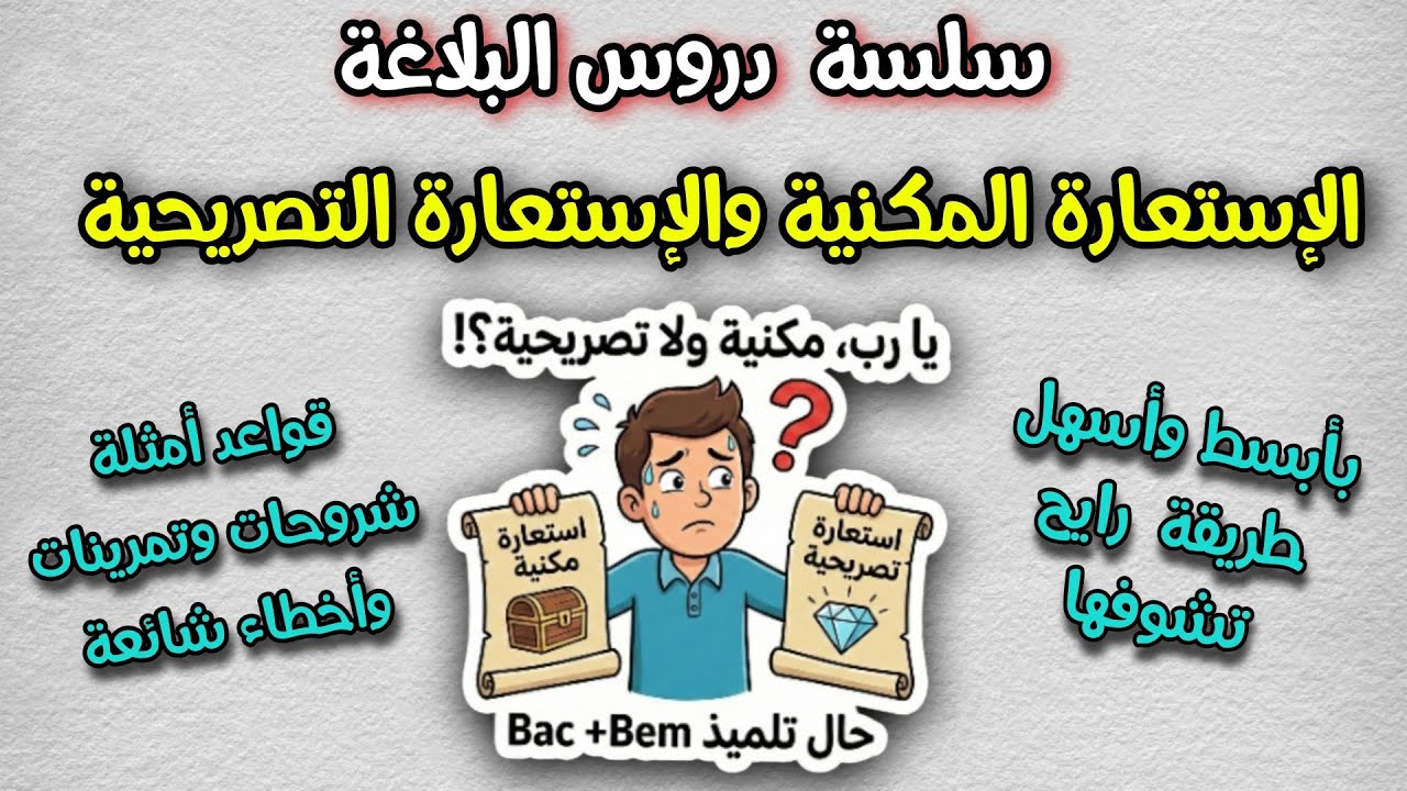 أقوى شرح للاستعارة المكنية والتصريحية | أمثلة + منهجية الإجابة للعلامة الكاملة | رابعة متوسط BEM2026