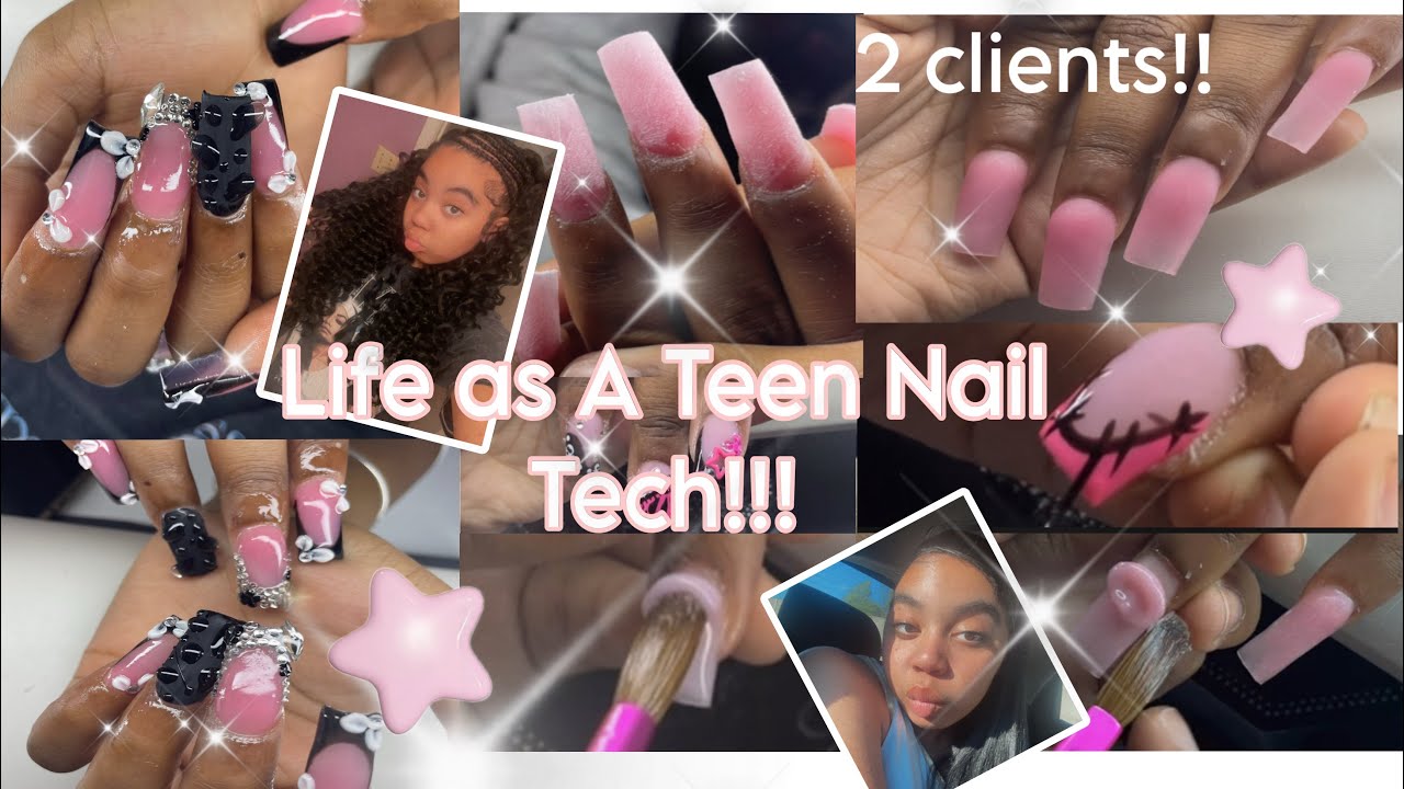 Life as a 15 year old Nail Tech!! *2 clients!,fun timeee*😍💋🥰