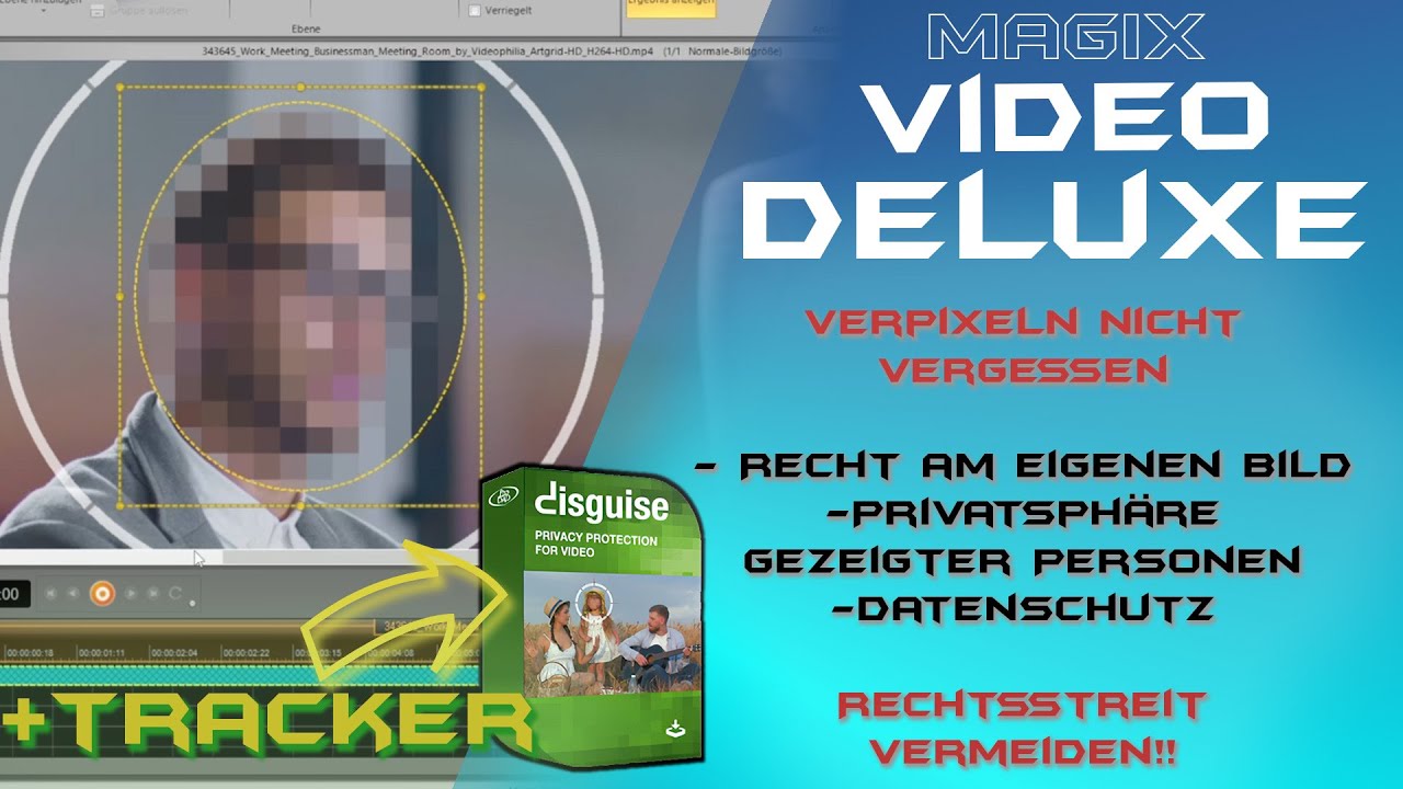 Verpixeln einfach mit Tracker funktion in ProDAD Disguise V1 - MAGIX VIDEO DELUXE 2022 - Plugin