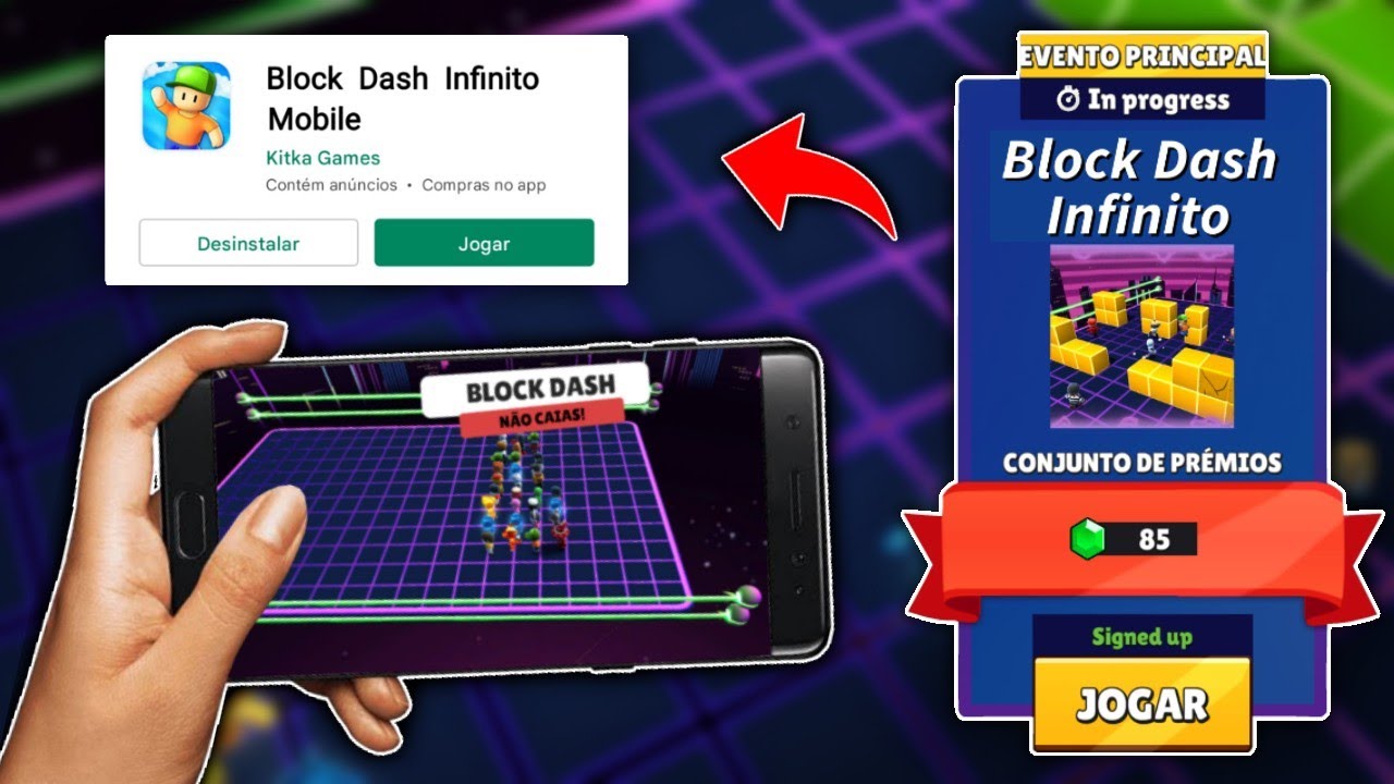 GRINGO CONSEGUIU! BLOCK DASH INFINITO MOBILE TA PRONTO! 🔥 Stumble Guys Block Dash Infinito Celular
