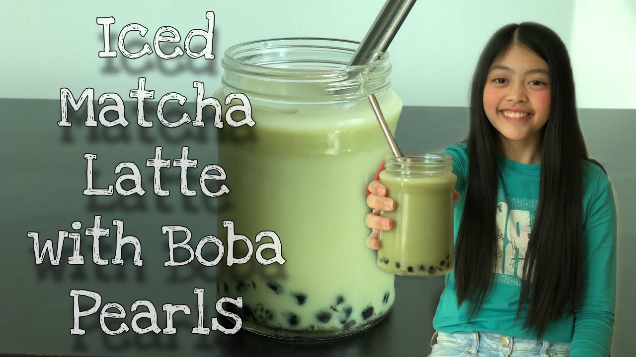 Iced Matcha Latte With Boba Pearls | Thirsty Thursday