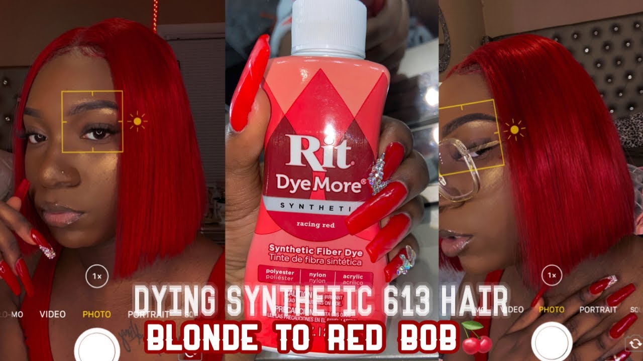 Cherry Red Watercolor 🍒 | How To Dye A Synthetic Wig! ❤️ | Watercolor Method On 613 Wig 🍒