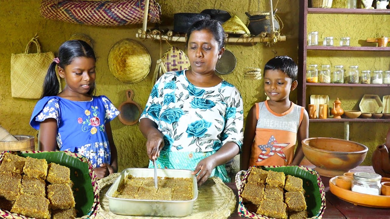 village food .Rural people prepare for the festive season.. welithalapa..Village kitchen recipe