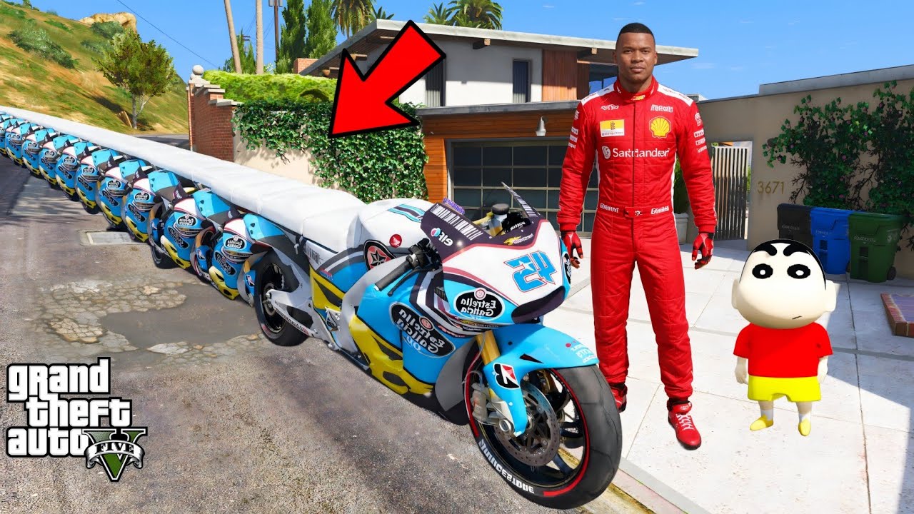 Franklin and Shinchan Build WORLD Longest Racing Yamaha R1 Bike in Los Santos IN GTA V
