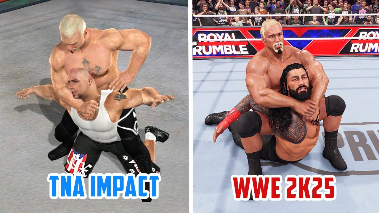 TNA Impact против WWE 2K25 — сравнение финишеров и выходов