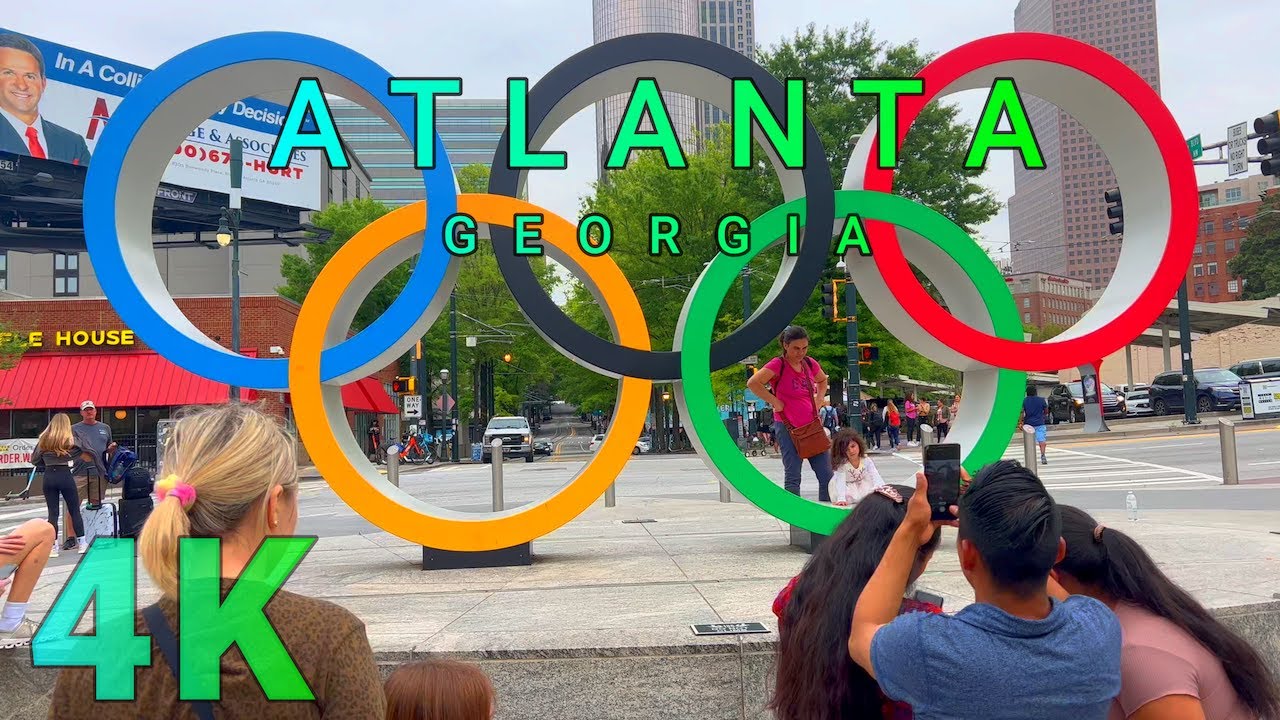 Olympic Walk at Atlanta Centennial Park, Georgia USA 4K - UHD