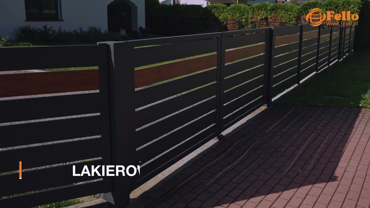 Fello Nowoczesne ogrodzenie Simple | Aluminium  ral + Aluminium złoty dąb