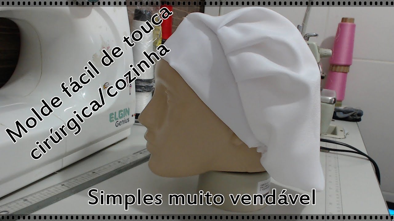 Tutorial touca de cozinha ou cirúrgica. Como fazer? Molde grátis.