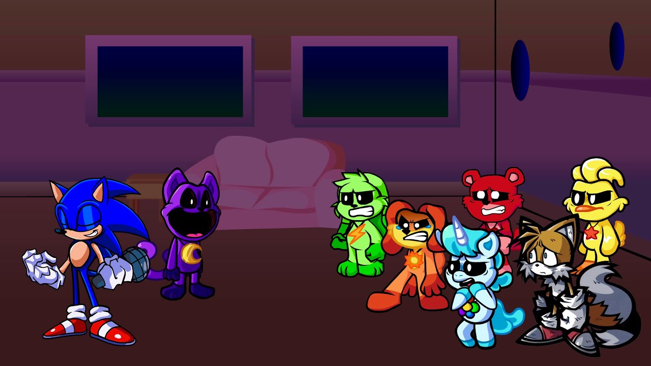 FNF Unknown Suffering V2 But It’s Catnap And Sonic Exe vs Smiling Critters And Tails